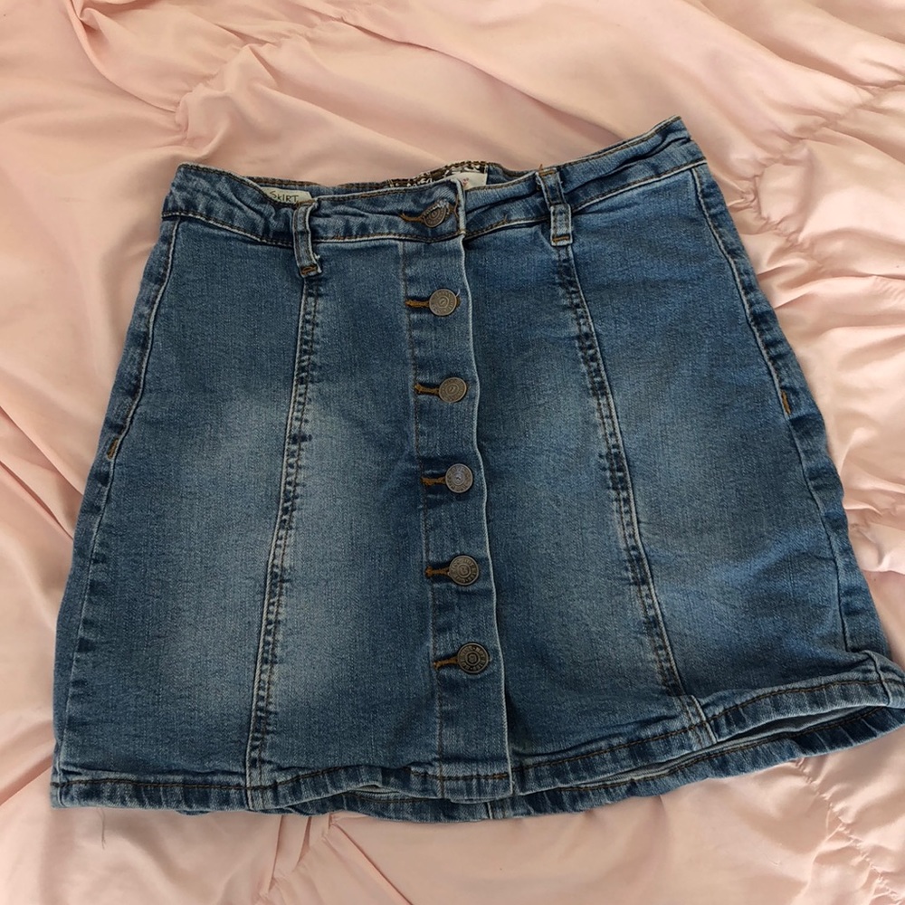 Button up denim skirt